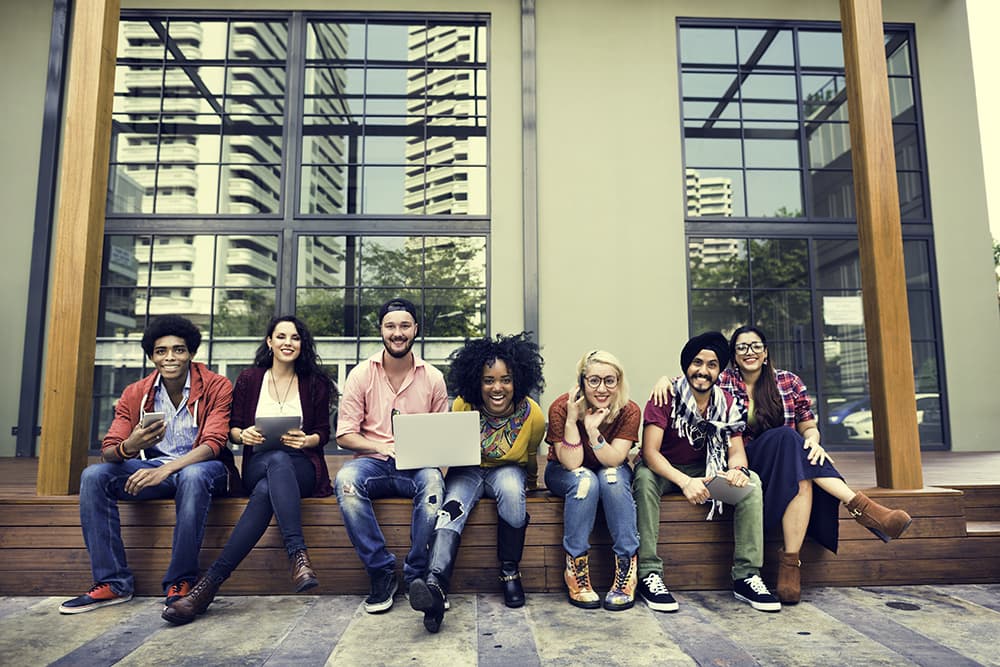 A group of college students of diverse backgrounds and skill sets